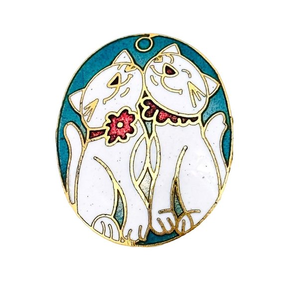 Vintage Enamel Cat Earrings  Pierced - Picture 4 of 5